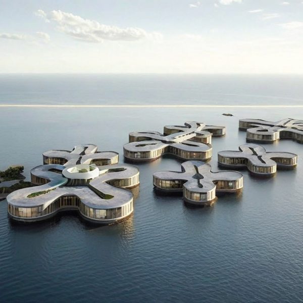 a visualisation of floating structures in water