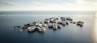 a visualisation of floating structures in water