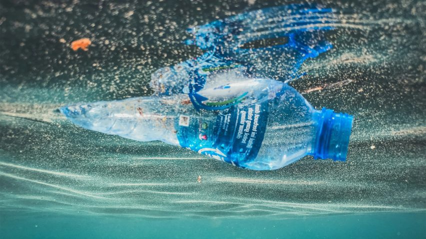 Plastic bottle floating in the sea