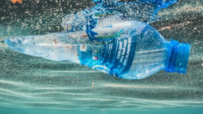 Plastic bottle floating in the sea