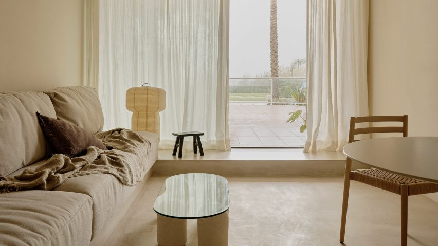 Living space with large window at one end