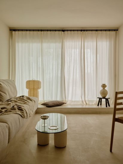 Living space with large window at one end