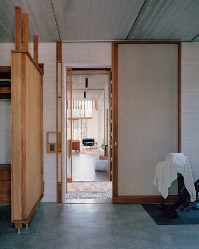 Timber-lined interior of Brisbane home
