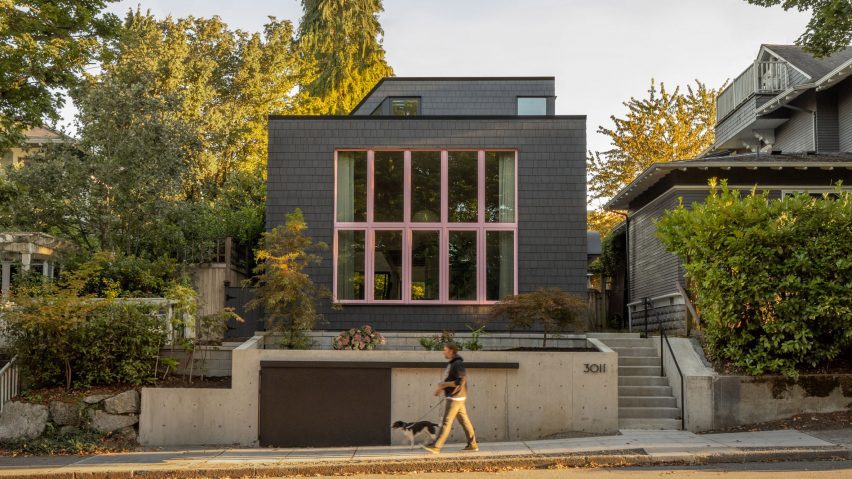 Seattle black house with pink mullions