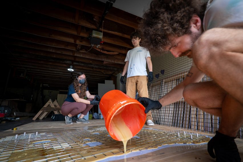 Yellow resin pavilion in Iowa