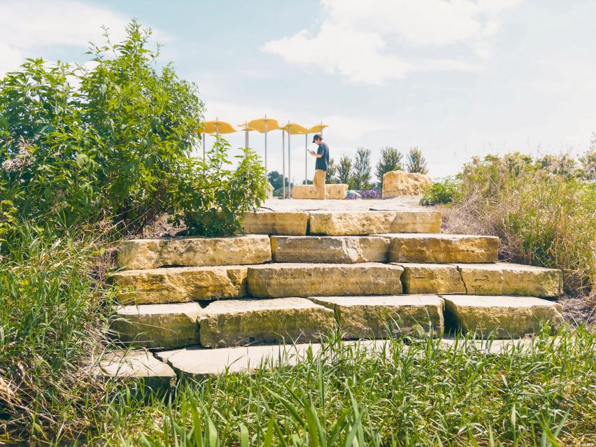 Yellow resin pavilion in Iowa
