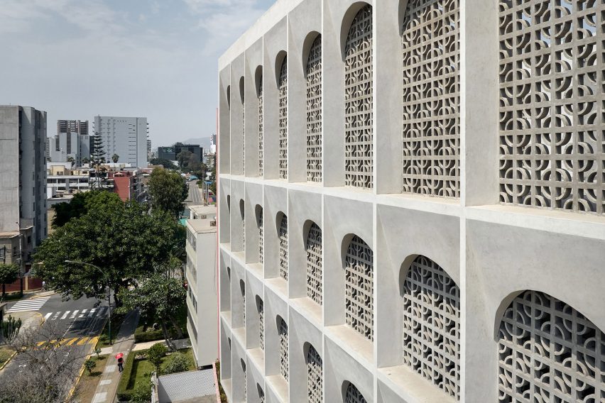 Convent made out of pink and grey concrete