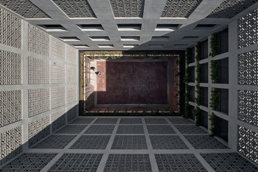 Courtyard with concrete screens