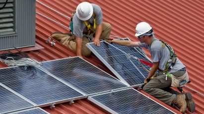 Solar panels being installed