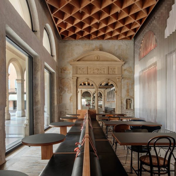 Seating area of Caffè Nazionale in Arzignano, Italy, by AMAA