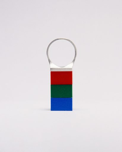 Lego bricks stacked on top of ring by Studio GOGO. Photo courtesy of Anna Hadaier