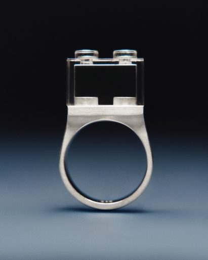 Ring with plastic Lego stone by Studio GOGO. Photo courtesy of Anna Hadaier