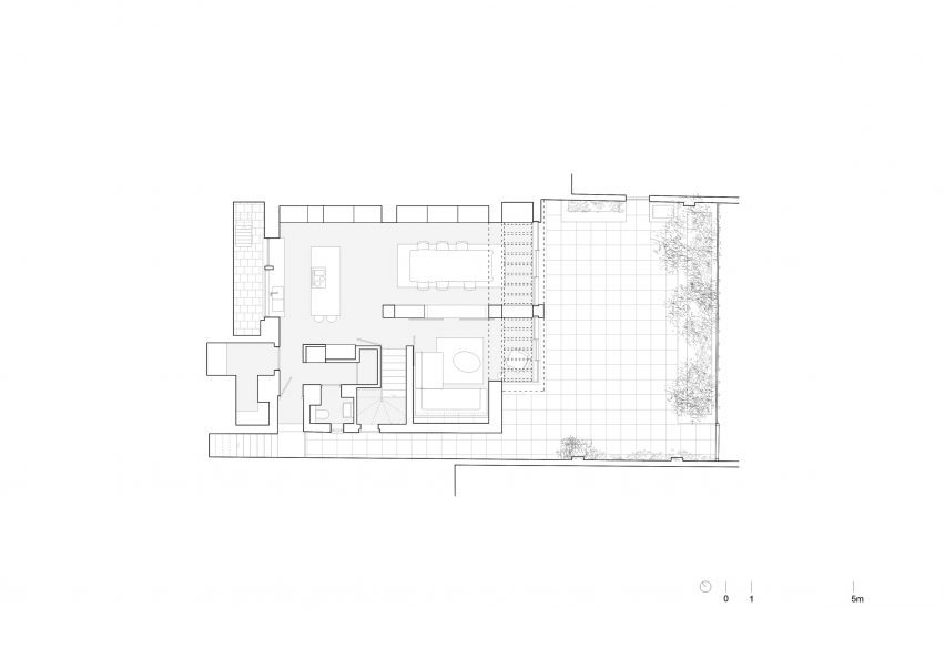 Ground floor plan of T house in London by DF_DC