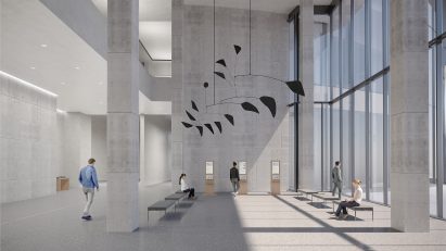 Inside concrete museum in Tashkent