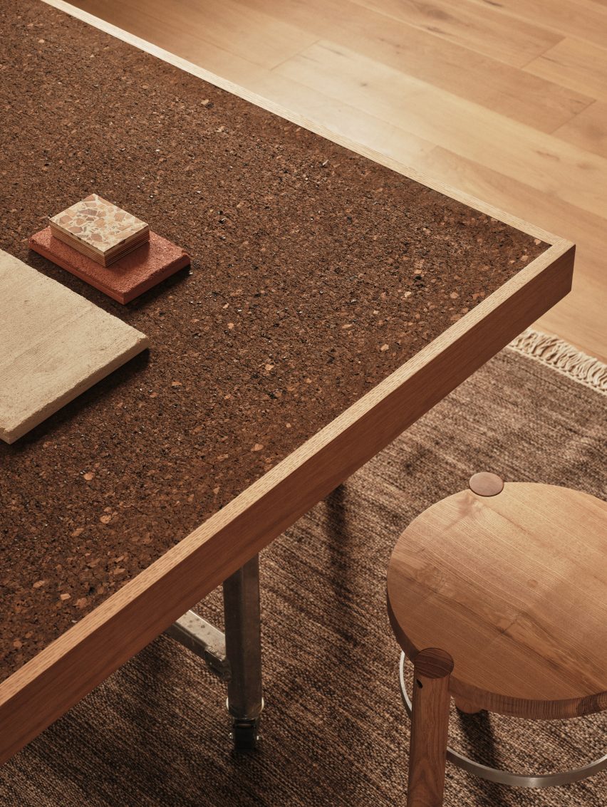 Cork-covered table