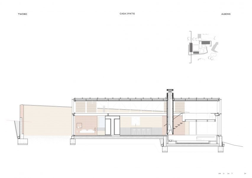 Section of Casa Tres Patis by Twobo Architectura