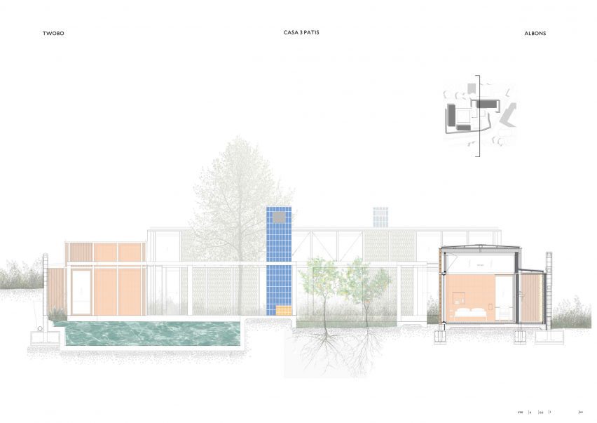 Section of Casa Tres Patis by Twobo Architectura