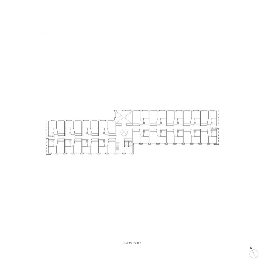 First floor plan of Volante social housing by Monadnock Architects