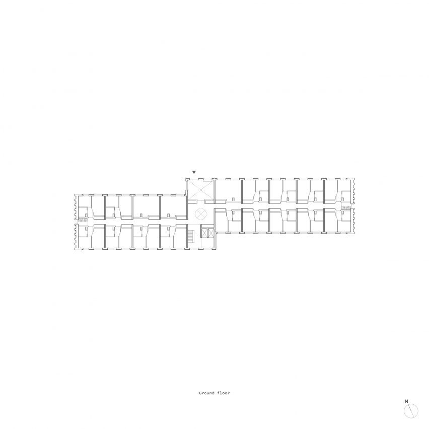 Ground floor plan of Volante social housing by Monadnock Architects
