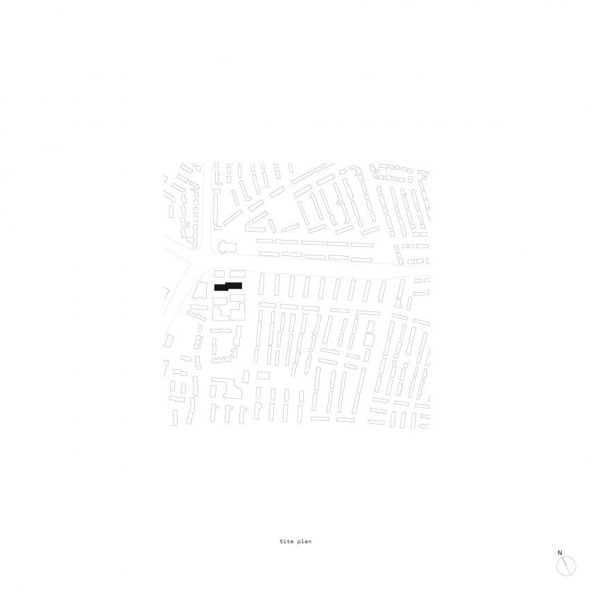 Site plan of Volante social housing by Monadnock Architects