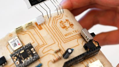 Close-up photo of a WoolTech circuit board