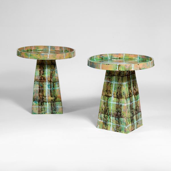 Photo of two green pattern side tables