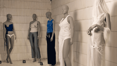 Mannequins with stained items of clothing