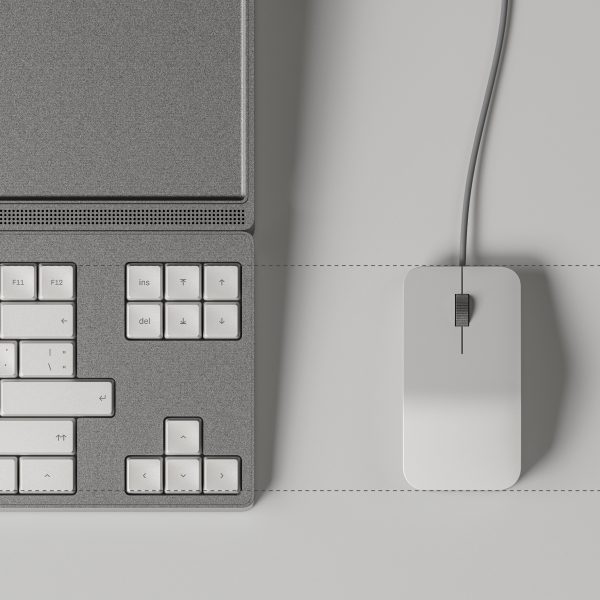 Photo of a grey keyboard and a mouse