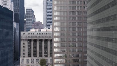 Render of Zixuan Luo's reimagined exterior of the Richard J Daley Center