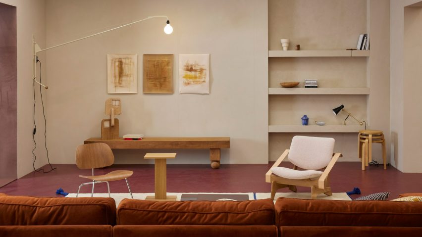 Photo of living space with wooden furniture
