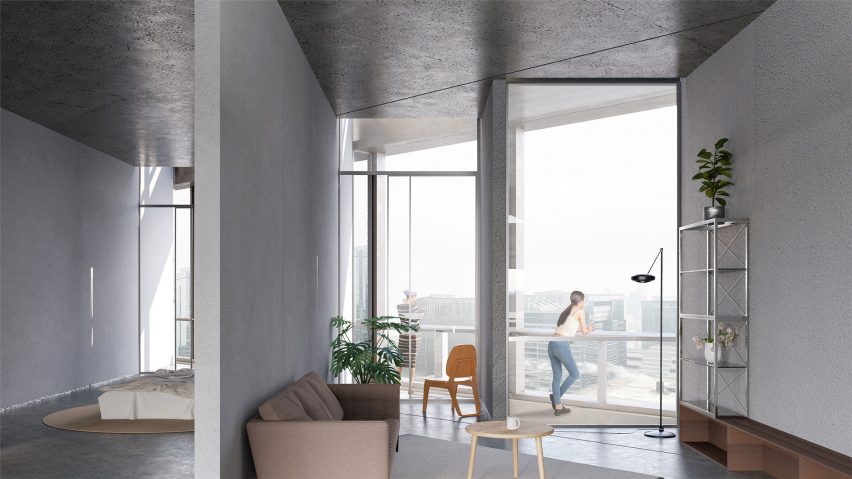 The reimagined apartment space in the Richard J. Daley Center