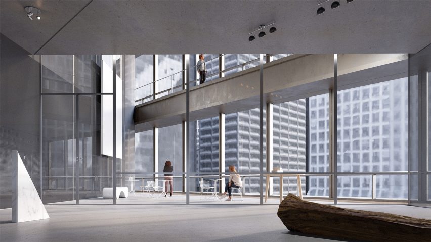 The render of the new exhibition space in the Richard J. Daley Center