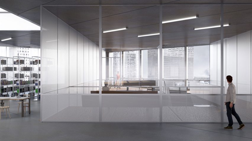 Render of Zixuan Luo's reimagined library spaces within the Richard J Daley Center