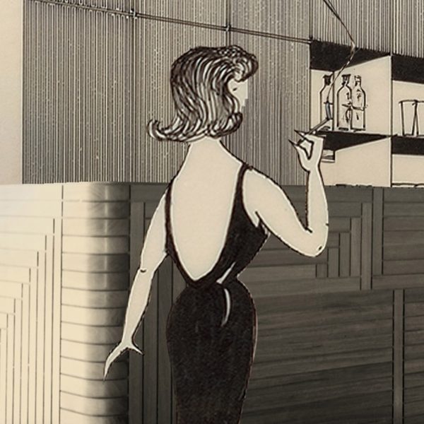 Illustration of person smoking in a bar