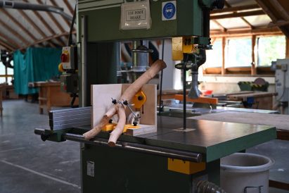 Photo of a jig holding a tree fork in place
