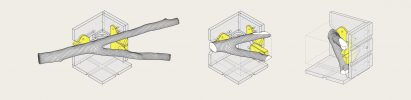Diagram of how the A Forest Datum jig works to trim the edges of tree forks