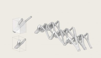 Diagram of tree forks filling a cell so they can be joined together in a load-bearing structure