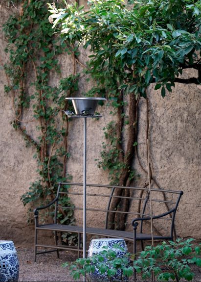 Birdhouse made from repurposed kitchen utensils