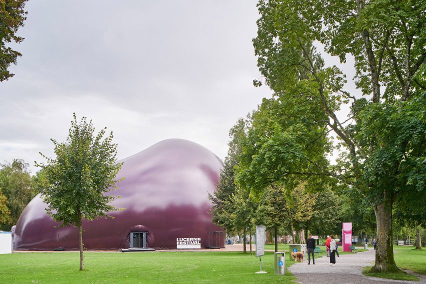 Ark Nova inflatable concert hall in Lucerne by Anish Kapoor and Arata Isozaki