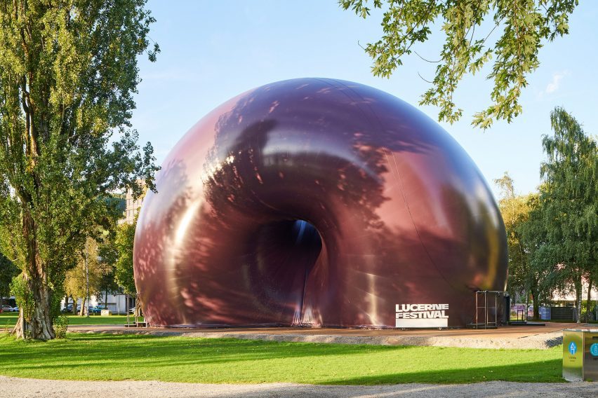 Ark Nova inflatable concert hall in Lucerne by Anish Kapoor and Arata Isozaki