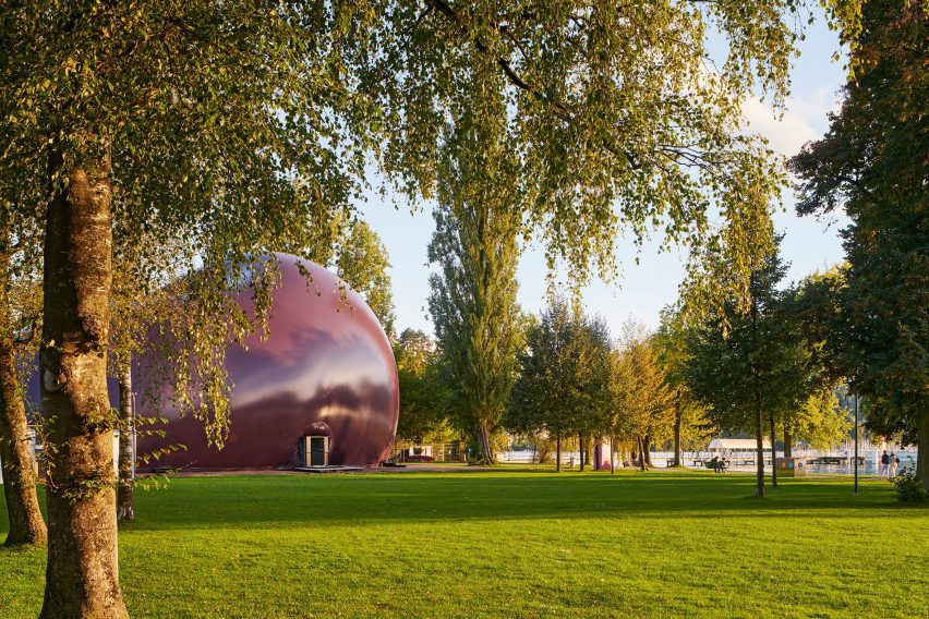 Ark Nova inflatable concert hall in Lucerne by Anish Kapoor and Arata Isozaki