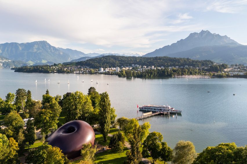 Ark Nova inflatable concert hall in Lucerne by Anish Kapoor and Arata Isozaki