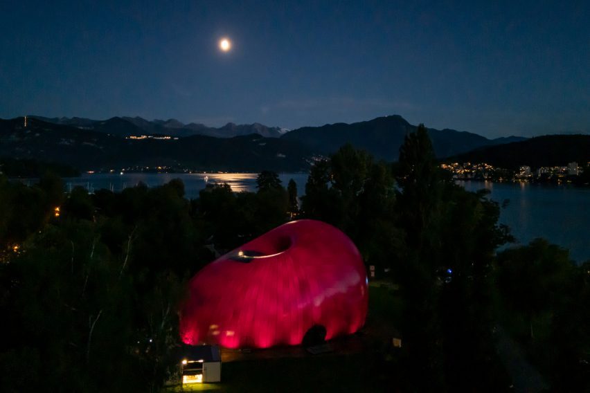 Ark Nova inflatable concert hall in Lucerne by Anish Kapoor and Arata Isozaki