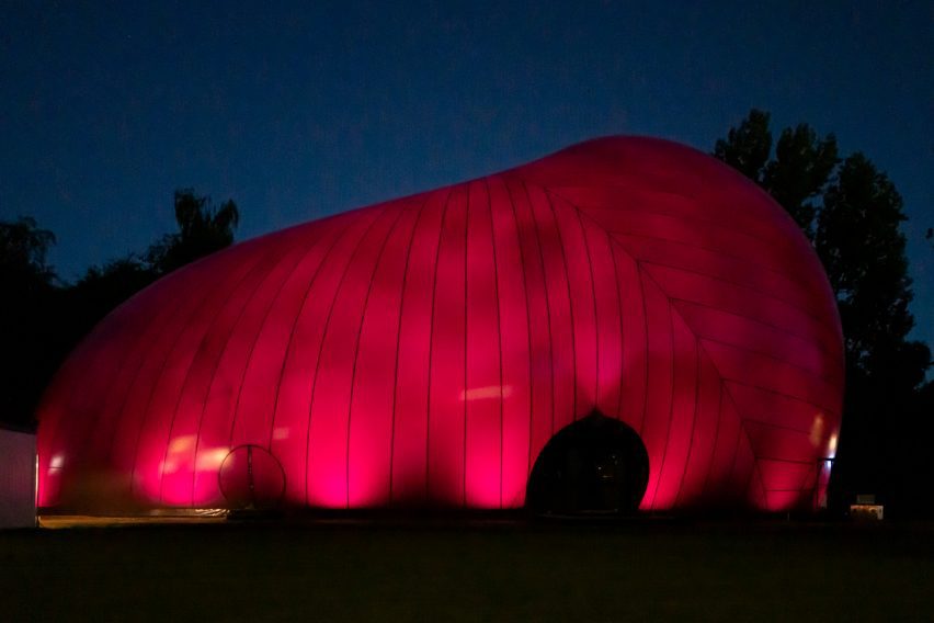 Ark Nova inflatable concert hall in Lucerne by Anish Kapoor and Arata Isozaki