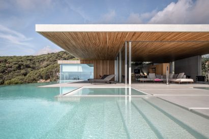 Outdoor pool at Barcelona House by Ström Architects in Spain