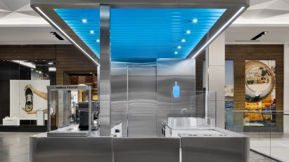 Stainless-steel coffee kiosk