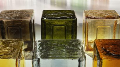 6AM designs colourful Murano glass stools for Bottega Veneta fashion show