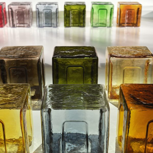 6AM designs colourful Murano glass stools for Bottega Veneta fashion show