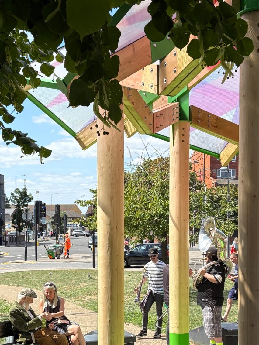 What Goes Around modern bandstand on Mitcham Fair Green by Charles Holland Architects and RASKL
