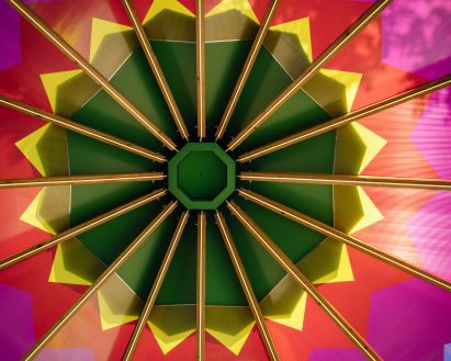 Colourful bandstand roof